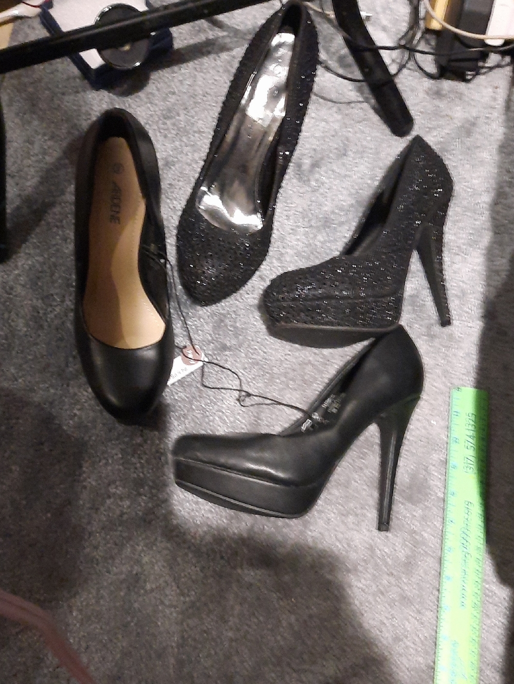5" Black SEXY Sparkly Platform Stilettos Pumps High Heels Size 8 LOT of 2 Pairs